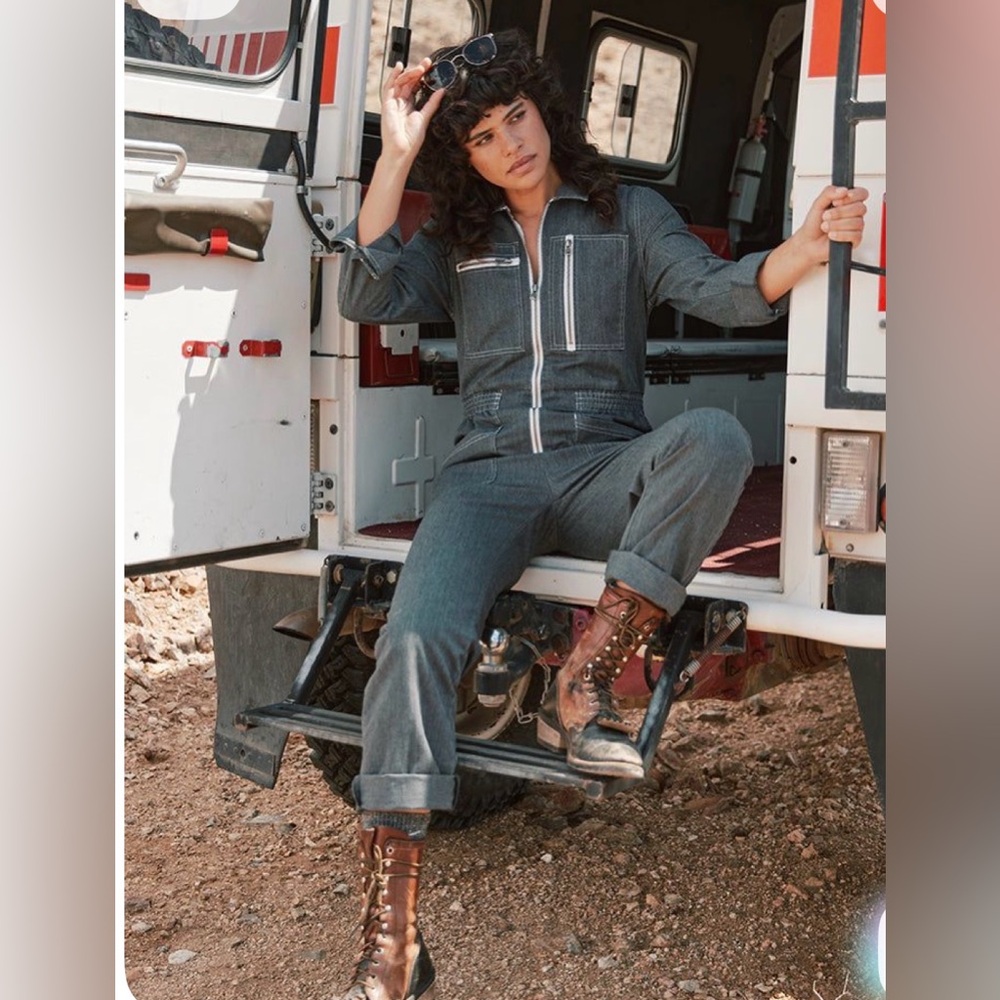 Atwyld Cadet Denim Overall Jumpsuit in Charcoal- Med- NWT
